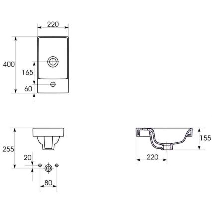Cersanit K116-016 - Įleidžiamas praustuvas MODUO 22x40 cm keramika/blizgi balta