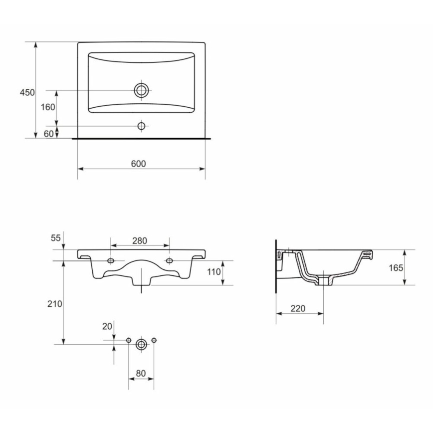 Cersanit K32-003-ECO - Praustuvas ant stalviršio/pakabinamas COMO 45x60 cm keramika/blizgi balta
