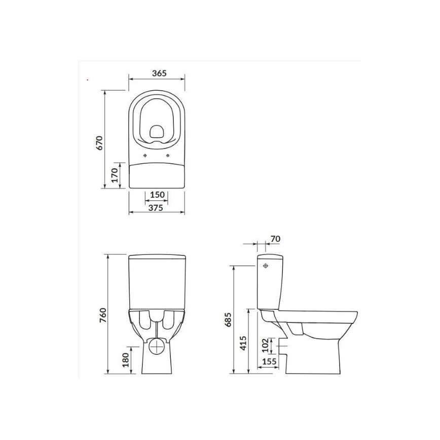 Cersanit K35-037 - Pastatomas WC su sėdimojo dangčiu CITY keramika/balta