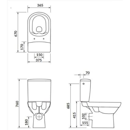 Cersanit K35-037 - Pastatomas WC su sėdyne CITY keramika/balta