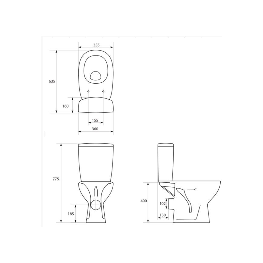 Cersanit K667-052 - Pastatomas WC su ARTECO keramika/balta sėdyne
