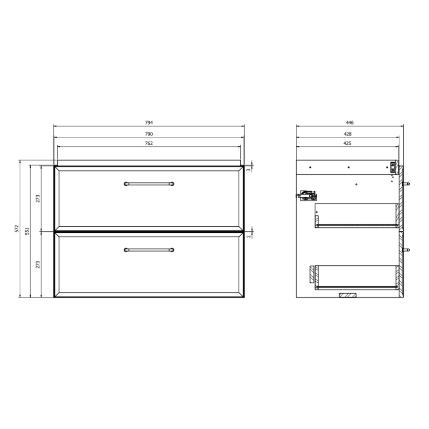 Cersanit S1017-003 - Pakabinama vonios spintelė po praustuvu MILLE 80x45 cm juoda