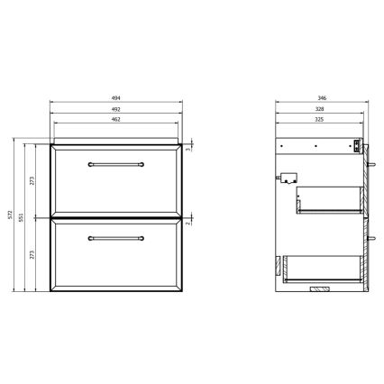 Cersanit S1021-006 - Pakabinama vonios spintelė po praustuvu MILLE SLIM 50x35 cm juoda