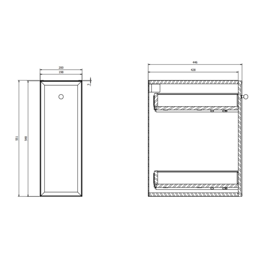 Cersanit S1022-008 - Pakabinama vonios spintelė MILLE 20x45 cm, mėtų spalvos