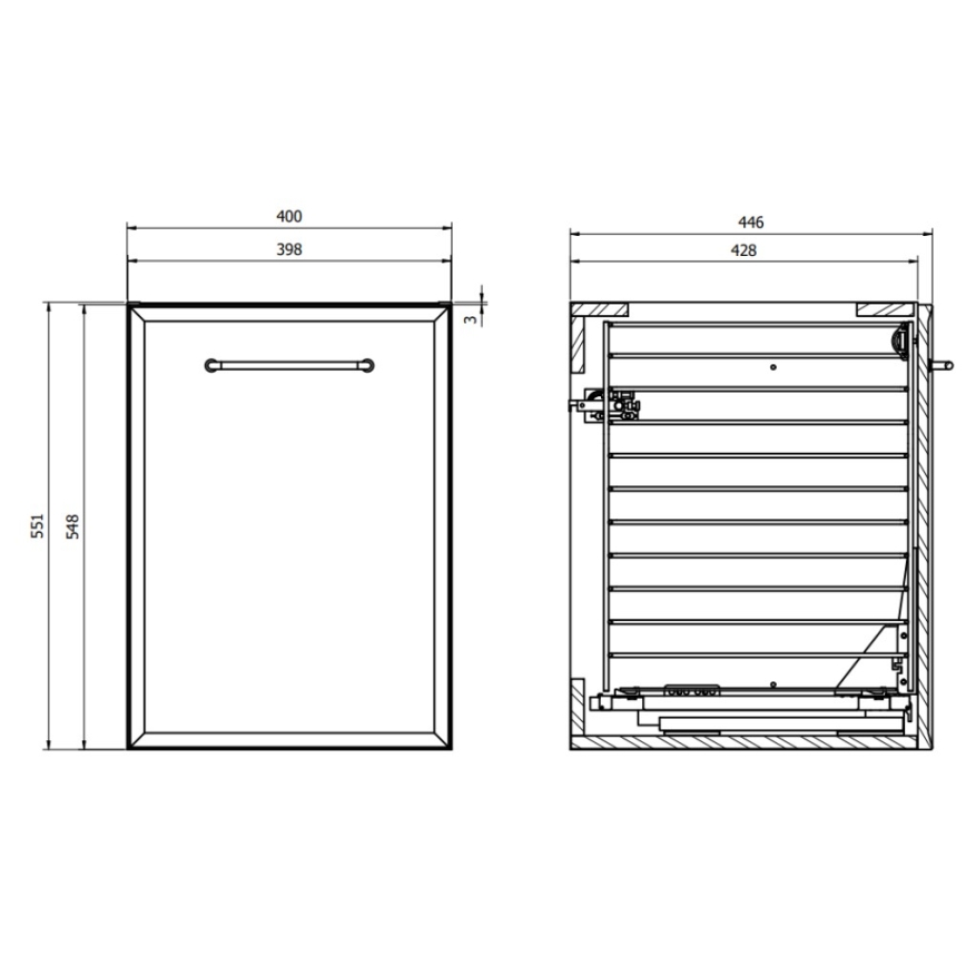 Cersanit S1022-010 - Pakabinama vonios spintelė su skalbinių krepšiu MILLE 40x45 cm mėtų spalvos