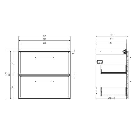 Cersanit S590-100 - Pakabinama vonios spintelė po praustuvu MILLE SLIM 60x38 cm juoda