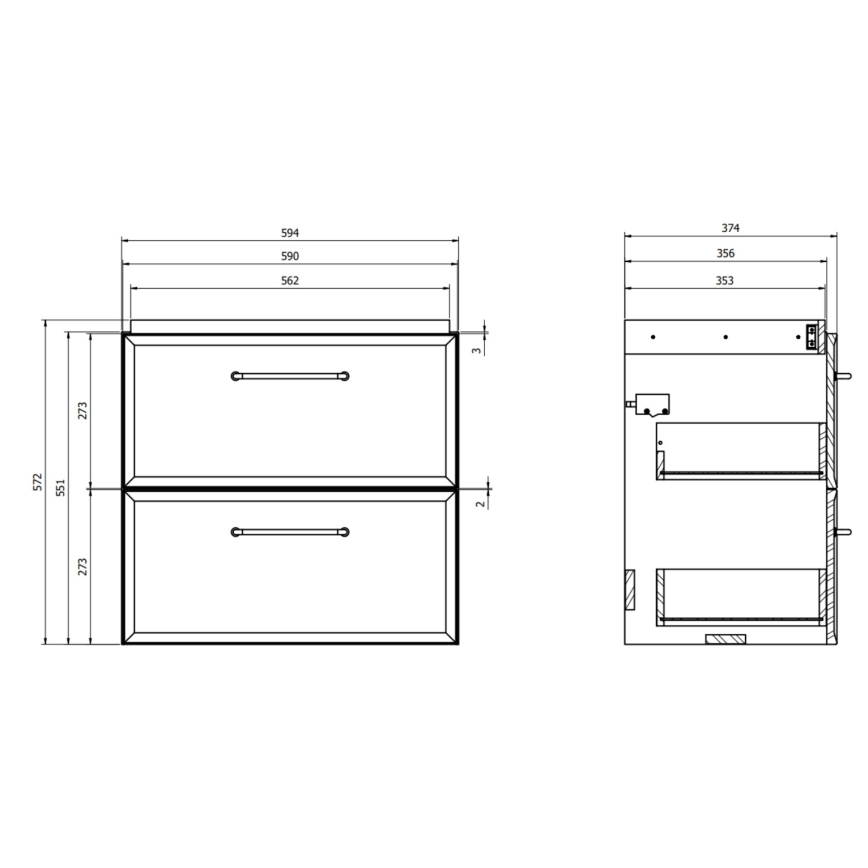 Cersanit S590-100 - Pakabinama vonios spintelė po praustuvu MILLE SLIM 60x38 cm juoda