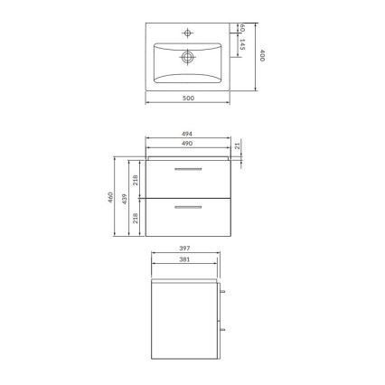 Cersanit S801-146-DSM - Pakabinama vonios spintelė su praustuvu LARA COMO 50x40 cm balta