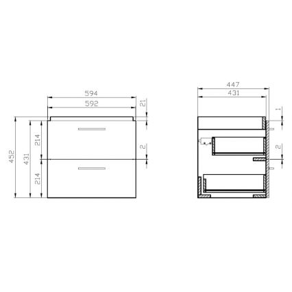 Cersanit S801-147-DSM - Pakabinama vonios spintelė su praustuvu LARA 60x45 cm balta
