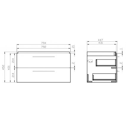 Cersanit S801-149-DSM - Pakabinama vonios spintelė su praustuvu LARA 80x45 cm balta