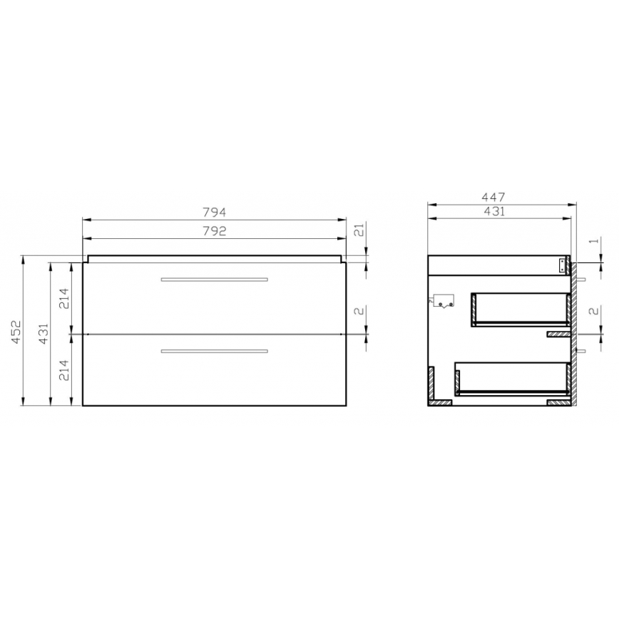 Cersanit S801-149-DSM - Pakabinama vonios spintelė su praustuvu LARA 80x45 cm balta