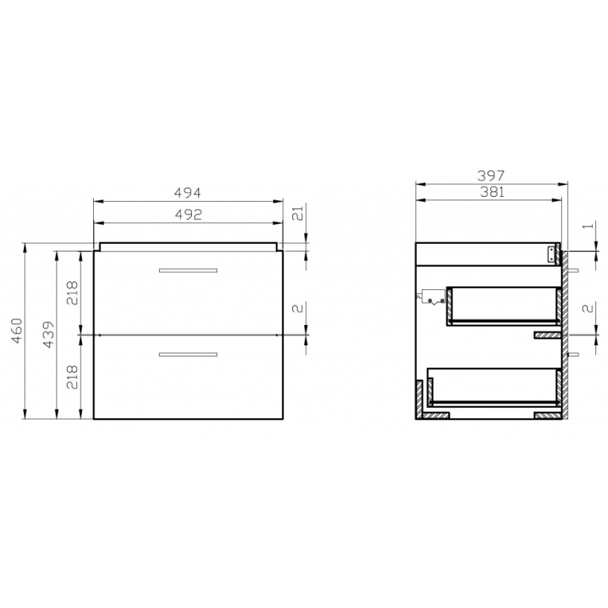 Cersanit S801-153-DSM - Pakabinama vonios spintelė su praustuvu LARA COMO 50x40 cm riešutas