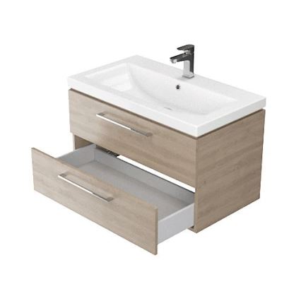 Cersanit S801-154-DSM - Pakabinama vonios spintelė su praustuvu LARA 80x46x45 cm, riešutas