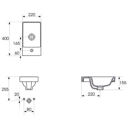 Cersanit S801-218-DSM - Pakabinama vonios spintelė su praustuvu MODUO SLIM 40x22 cm blizgi balta