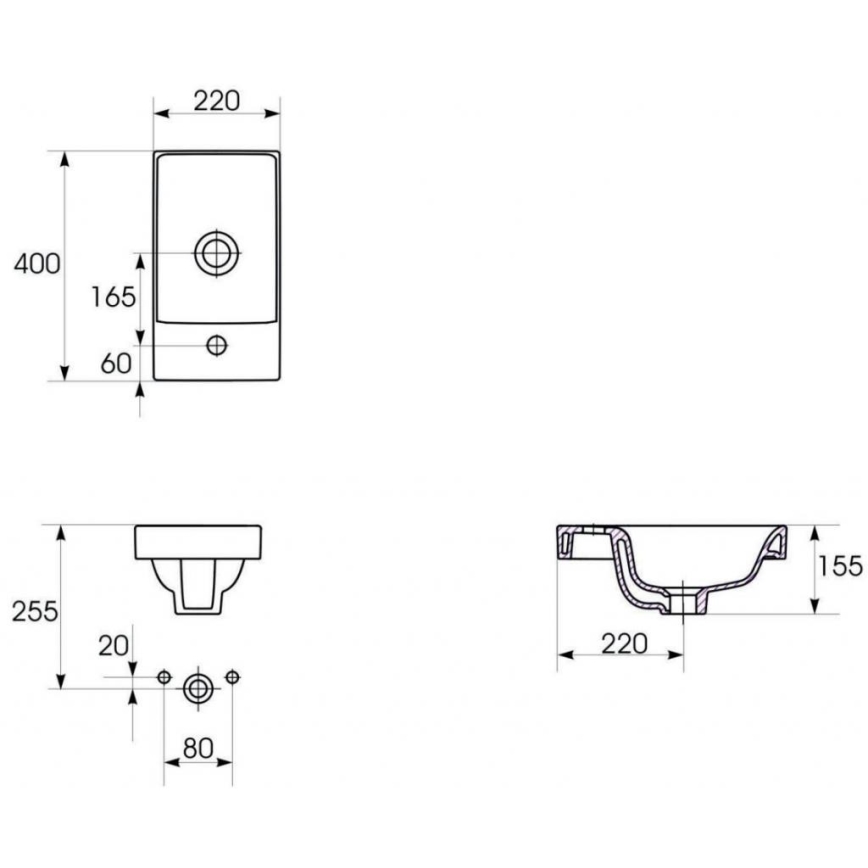 Cersanit S801-218-DSM - Pakabinama vonios spintelė su praustuvu MODUO SLIM 40x22 cm blizgi balta