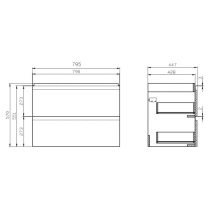Cersanit S801-221-DSM - Pakabinama vonios spintelė su praustuvu MODUO 80x45 cm, blizgi balta