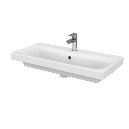 Cersanit S801-225-DSM - Pakabinama vonios spintelė su praustuvu MODUO SLIM 62x80 cm blizgi balta