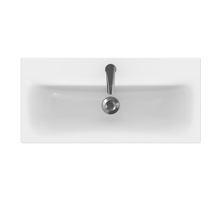 Cersanit S801-225-DSM - Pakabinama vonios spintelė su praustuvu MODUO SLIM 80x38 cm blizgi balta