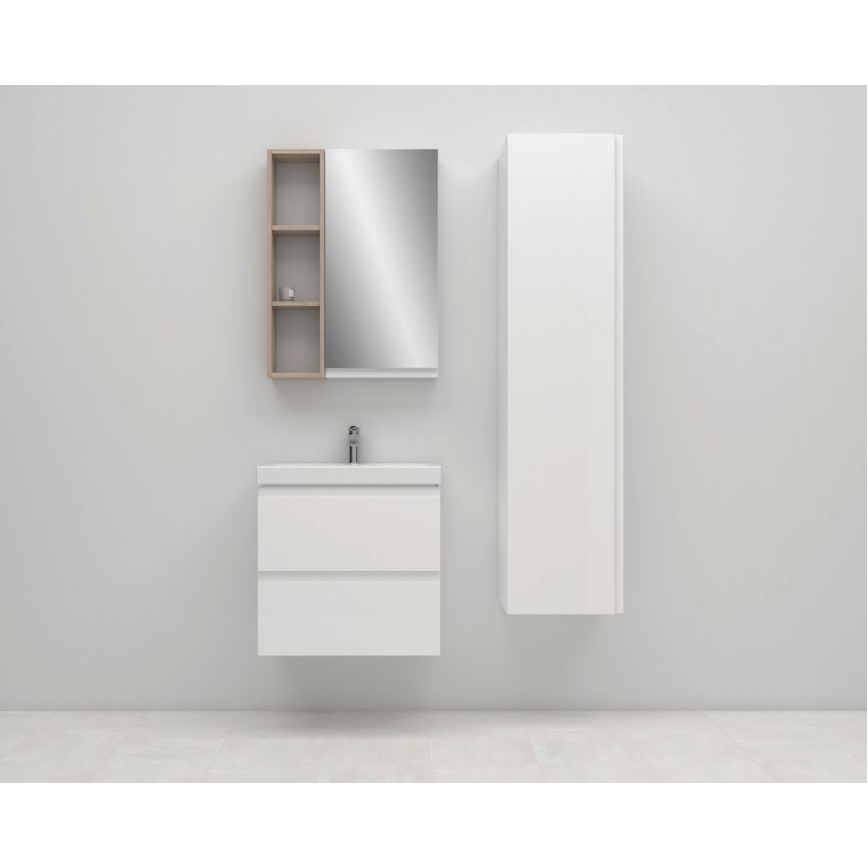 Cersanit S801-227-DSM - Pakabinama vonios spintelė su praustuvu MEDA SLIM 62x60 cm blizgūs balti