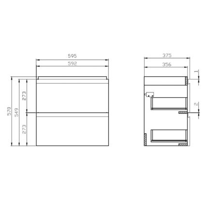 Cersanit S801-227-DSM - Pakabinama vonios spintelė su praustuvu MEDA SLIM 62x60 cm blizgūs balti