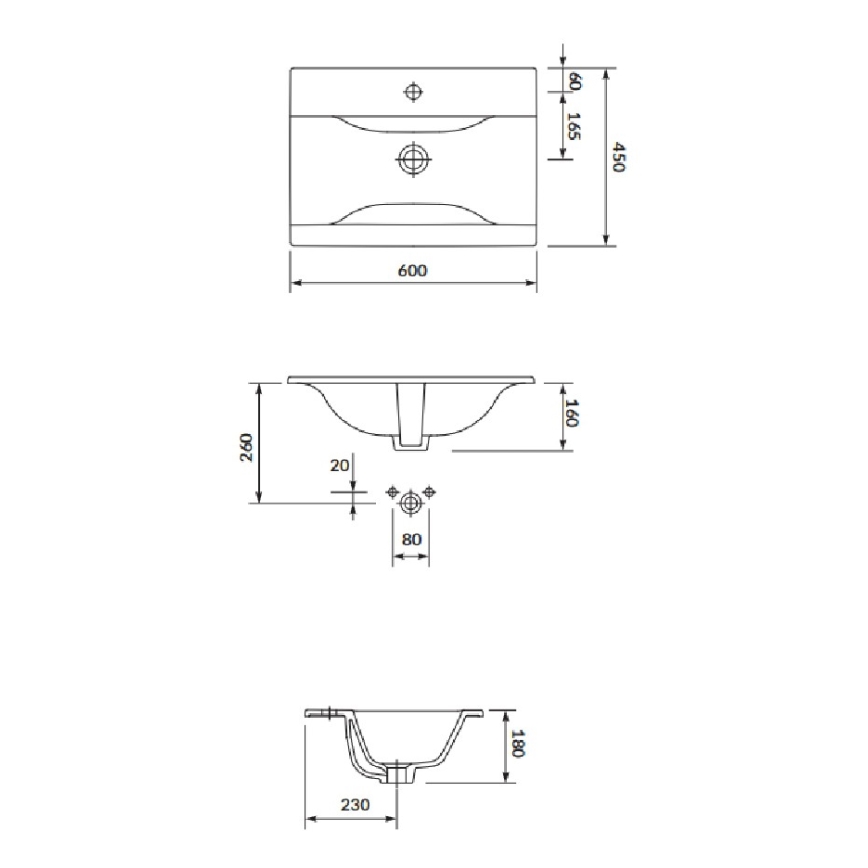 Cersanit S801-309-DSM- Pakabinama vonios spintelė su praustuvu NIKO 60x45 cm balta