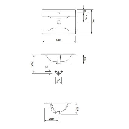 Cersanit S801-456 - Pakabinama vonios spintelė su praustuvu NIKO 50x40 cm balta