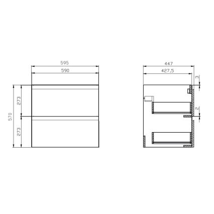Cersanit S929-010 - Pakabinama vonios spintelė po praustuvu MODUO 59,5x44,7 cm blizgi balta