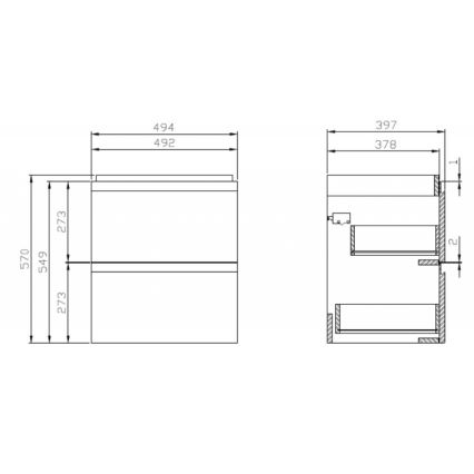 Cersanit S929-012 - Pakabinama vonios spintelė po praustuvu MODUO 49,4x39,7 cm blizgi balta