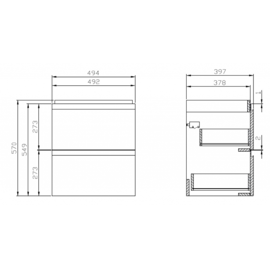 Cersanit S929-012 - Pakabinama vonios spintelė po praustuvu MODUO 49,4x39,7 cm blizgi balta