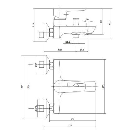 Cersanit S951-008 - Vonios čiaupas MILLE balta/blizgus chromas