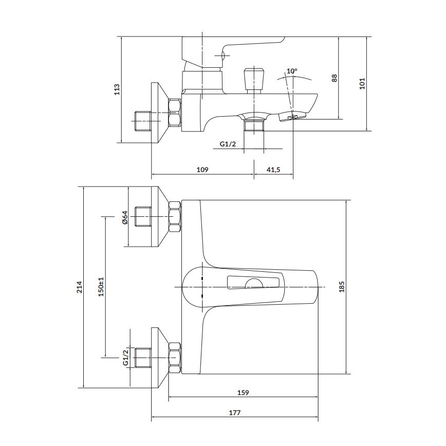 Cersanit S951-009 - Vonios čiaupas MILLE juoda/blizgus chromas