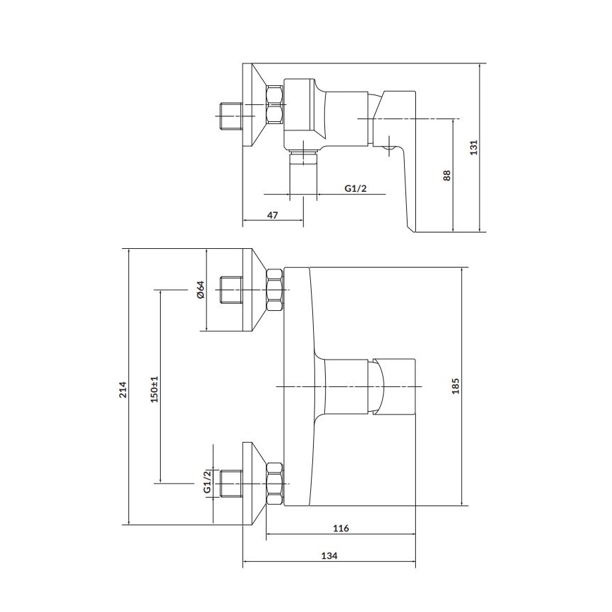 Cersanit S951-033 - Dušo čiaupas MILLE balta/blizgus chromas