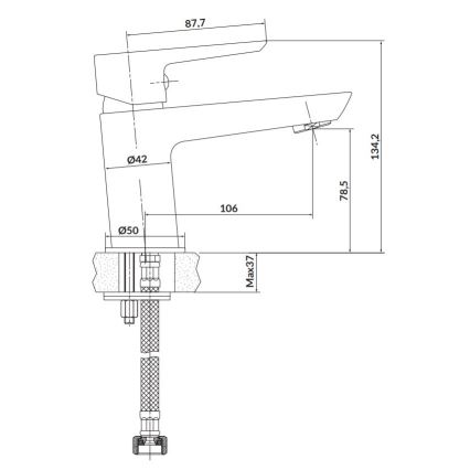 Cersanit S951-048 - Praustuvo čiaupas MILLE 13,4 cm juoda + nuotekos