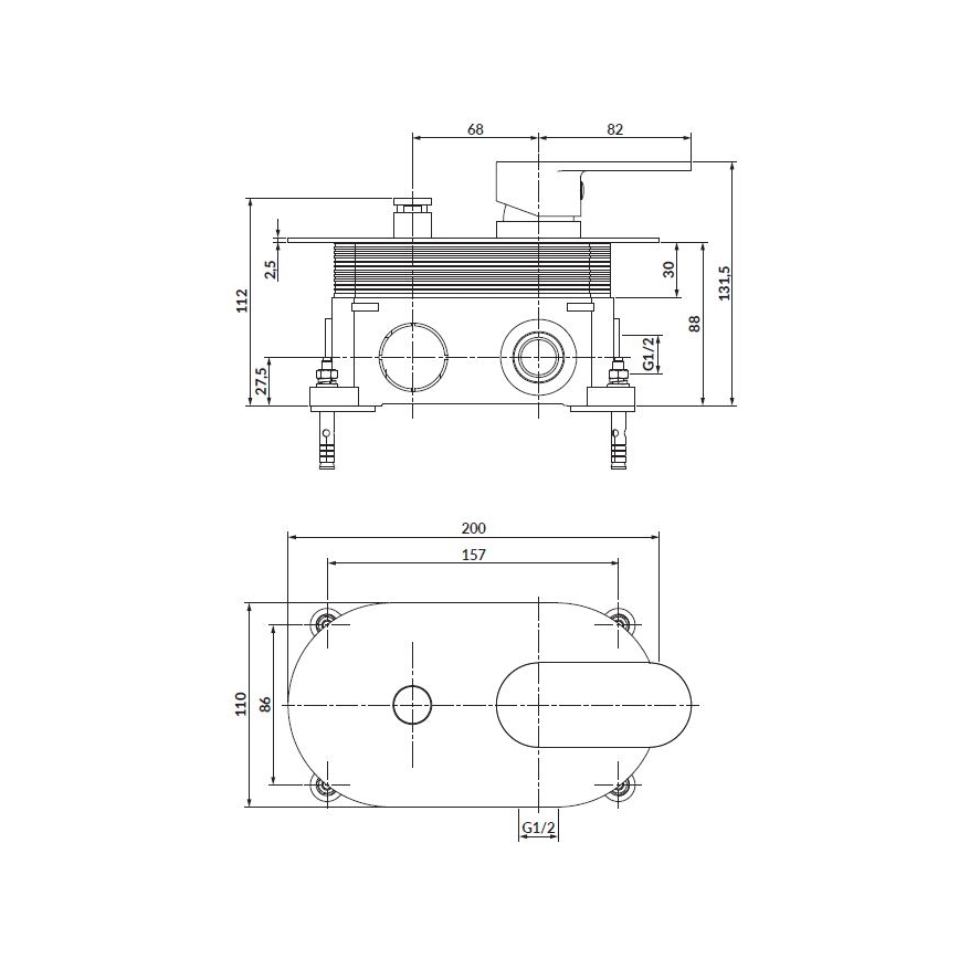 Cersanit S951-322 - Dušo čiaupas paslėptam montavimui CREA juoda