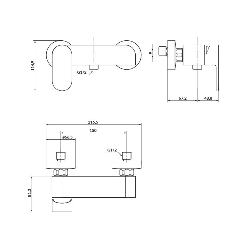 Cersanit S951-324 - Dušo čiaupas CREA nikelis