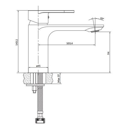 Cersanit S951-331 - Praustuvo čiaupas CREA 14,3 cm juoda