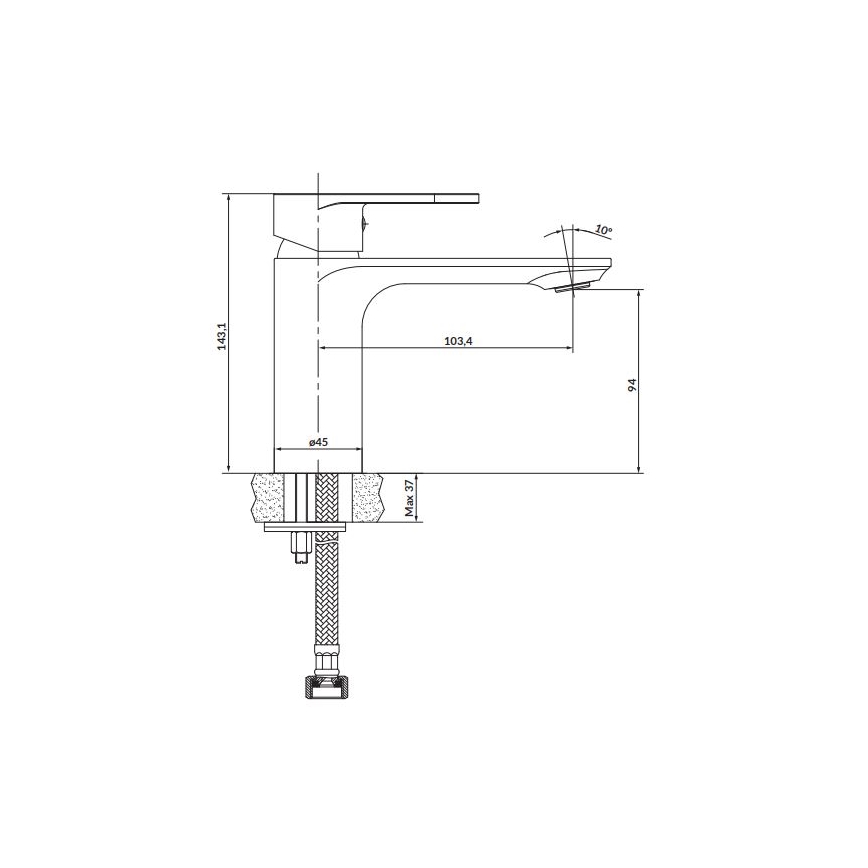 Cersanit S951-331 - Praustuvo čiaupas CREA 14,3 cm juoda