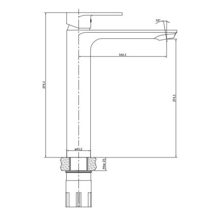 Cersanit S951-332 - Praustuvo čiaupas CREA 27,4 cm juoda