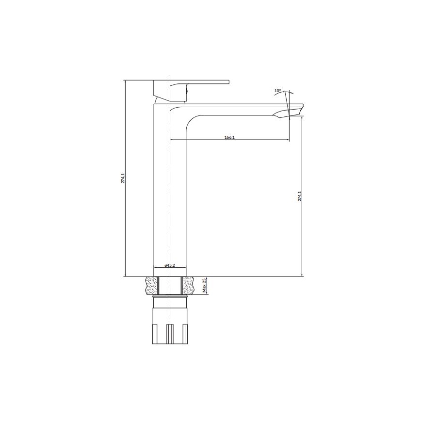 Cersanit S951-332 - Praustuvo čiaupas CREA 27,4 cm juoda