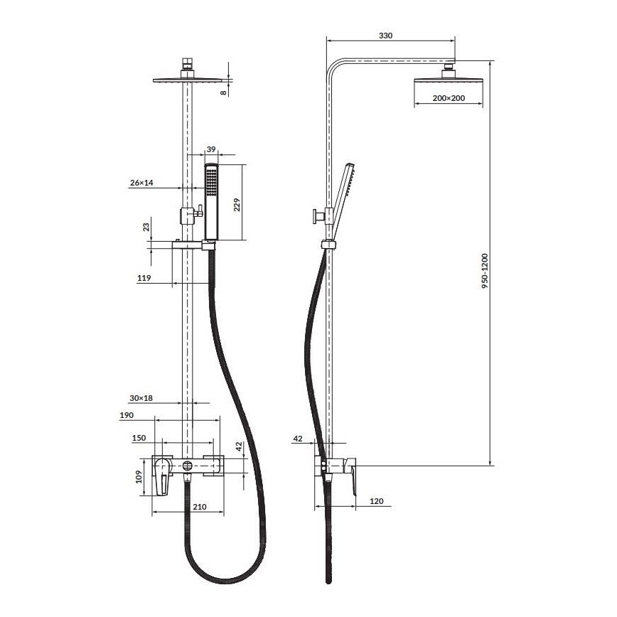 Cersanit S951-339 - Dušo komplektas MILLE blizgus chromas