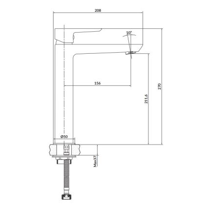 Cersanit S951-354 - Praustuvo čiaupas MILLE 27 cm blizgus chromas + nuotekos