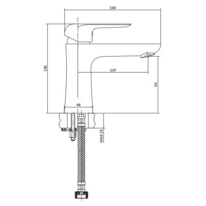 Cersanit S951-359 - Praustuvo čiaupas CITY 15 cm blizgus chromas