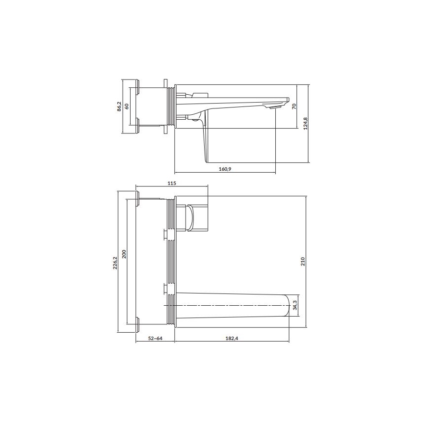 Cersanit S951-386 - kriauklės maišytuvas paslėptam montavimui LARGA blizgus chromas