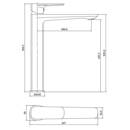 Cersanit S951-391 - Praustuvo čiaupas LARGA 29,5 cm juoda