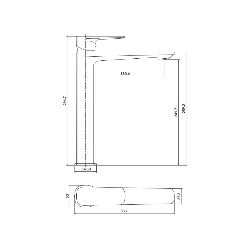 Cersanit S951-391 - Praustuvo čiaupas LARGA 29,5 cm juoda