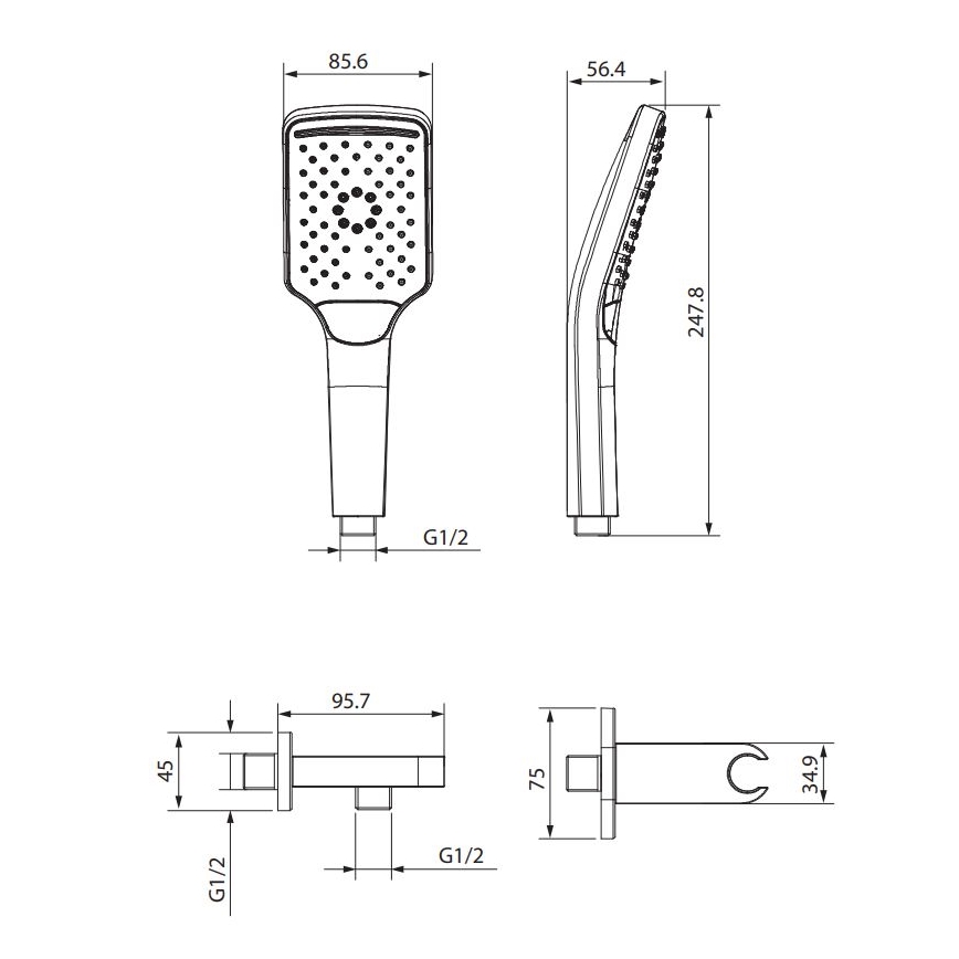 Cersanit S951-513 - Juodos spalvos dušo komplektas LARGA