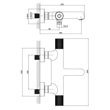 Cersanit S951-566 - Termostatas vonios čiaupas ZEN juoda