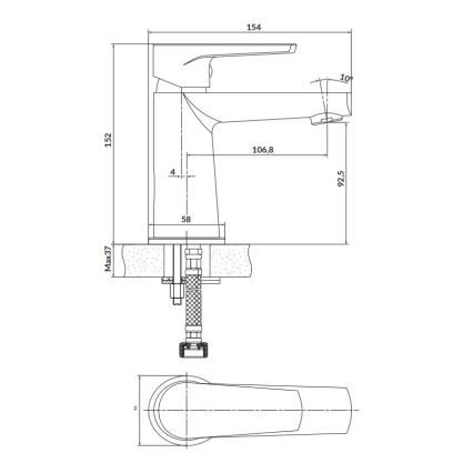 Cersanit S951-584 - Praustuvo čiaupas MODUO 15,2 cm juoda