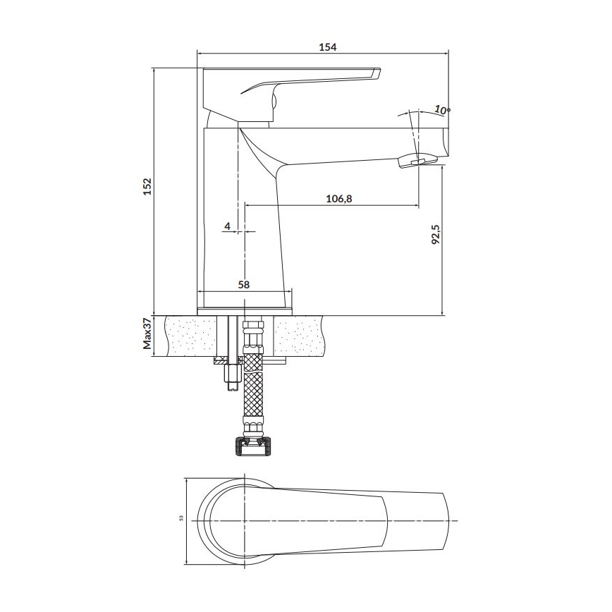 Cersanit S951-584 - Praustuvo čiaupas MODUO 15,2 cm juoda