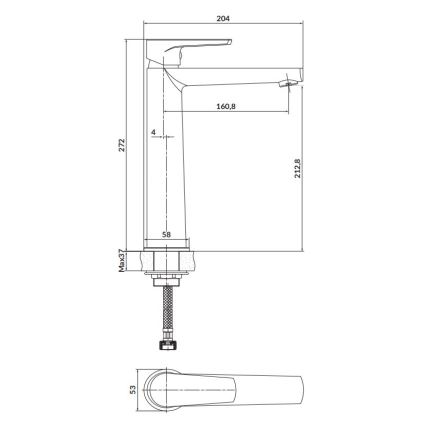 Cersanit S951-585 - Praustuvo čiaupas MODUO 27,2 cm juoda